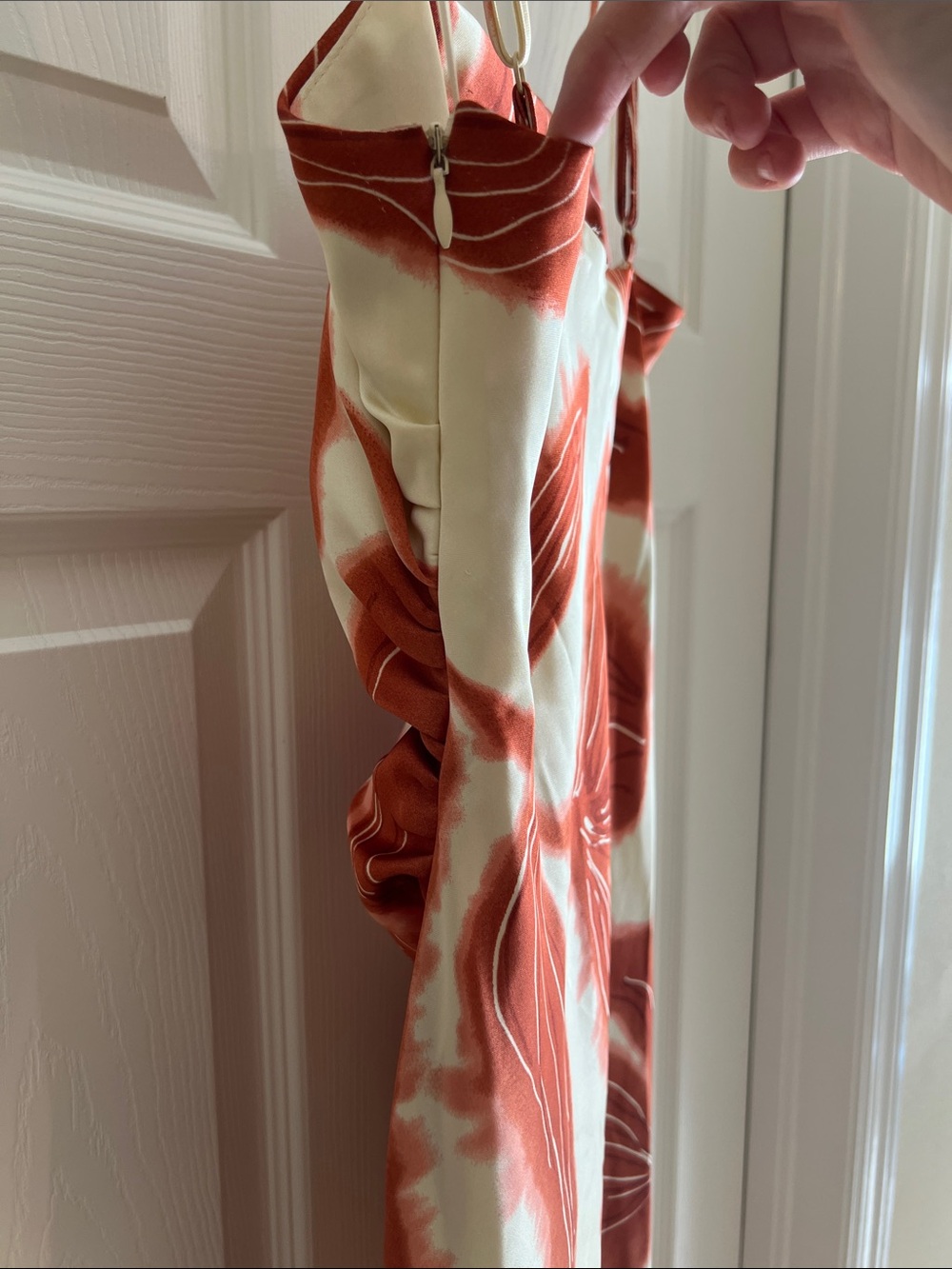 House of Harlow 1960 Spaghetti-Strap Floral Midi Dress in Cream and Rust - Picture 7 of 16